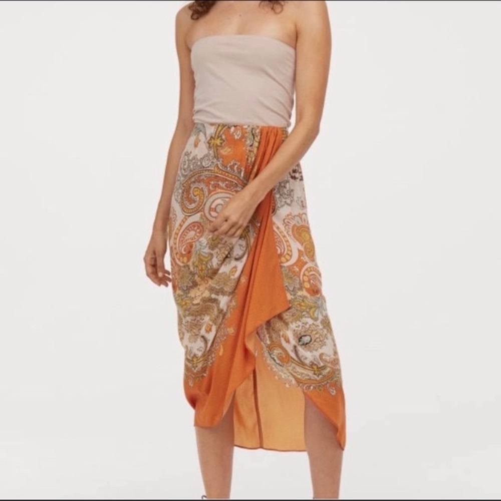H&M Conscious Sarong Paisley Skirt Orange Size Women’s 2